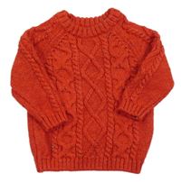 Červený melírovaný vzorovaný svetr H&M