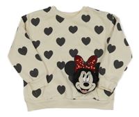 Smetanová mikina s Minnie/kapsou a srdíčky George