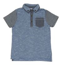 Modré pruhovano/melírované polo tričko s kapsou F&F