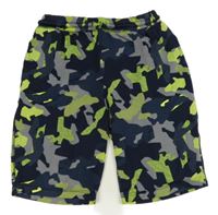 Tmavomodro-neonově žluté army sportovní kraťasy Ergeenomixx