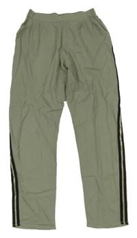 Khaki lehké kalhoty s černým pruhem H&M