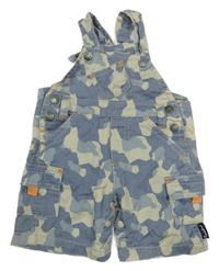 Šedomodro-béžové riflové army laclové kraťasy 