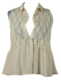 Dámská béžová krajková peplum halenka H&M