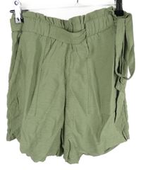 Dámské khaki sukňové kraťasy s páskem New Look 