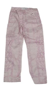Nové - Růžovo-bílé vzorované plátěné kalhoty roberto cavalli