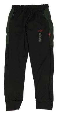 Černo-khaki sportovní tepláky s nápisem 