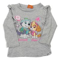 Šedé melírované triko s Tlapkovou patrolou a rolákem Nickelodeon