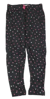 Antracitové plátěné cuff kalhoty se srdíčky H&M