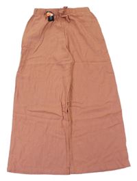 Nové - Starorůžové lněné culottes kalhoty Dunnes