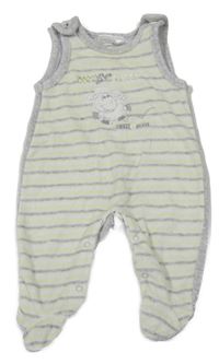 Šedo-pruhované sametové dupačky s ovečkou Ergee