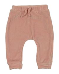 Růžové žebrované plyšové turecké tepláky little nutmeg
