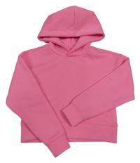 Růžová tech fleece crop mikina s kapucí OSAGA