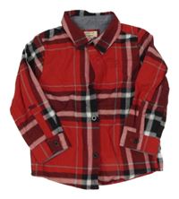 Červeno-černo-bílá kostkovaná vzorovaná košile RIVER ISLAND