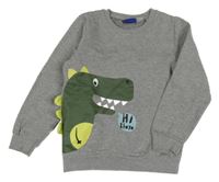 Šedá melírovaná mikina s dinosaurem Lupilu
