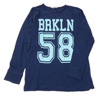 Tmavomodrá mikina s číslem a nápisy H&M