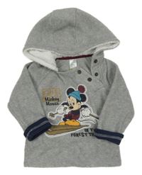 Šedá fleecová mikina s Mickey a kapucí C&A
