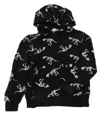 Černo-bílá mikina s kostrami dinosaurů a kapucí H&M