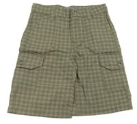 Béžovo-khaki kostkované cargo plátěné kraťasy Tik&Tak
