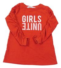 Červená tepláková tunika s nápisem H&M