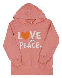 Lososová mikina s nápisem a kapucí Dopodopo
