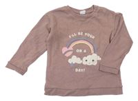 Starorůžová mikina s duhou a mráčky H&M