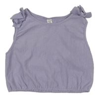 Světlefialový mačkaný crop top s mašlemi SHEIN
