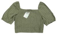 Nové - Khaki žabičkové crop tričko Primark