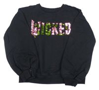 Černá mikina s nápisem z překlápěcích flitrů - Wicked Matalan