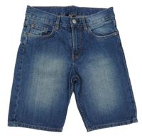 Tmavomodré riflové slim fit kraťasy H&M