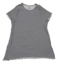 Antracitovo-bílé pruhované žebrované tričko H&M