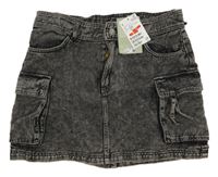 Nové - černá plísňová cargo riflová sukně H&M