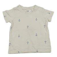 Smetanové tričko s kotvami H&M