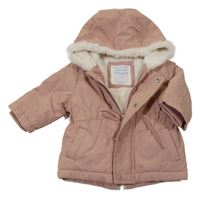 Světlerůžová šusťáková zimní bunda s kapucí Primark