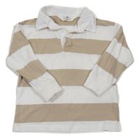 Bílo-béžové pruhované polo triko H&M