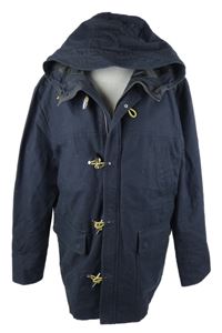 Pánská tmavomodrá plátěná podzimní parka s kapucí H&M