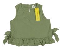 Nové - Khaki crop halenka s volánky Shein