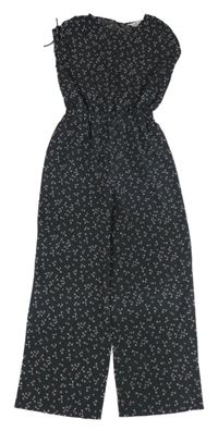 Tmavošedý kalhotový overal s kytičkami H&M