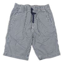 Tmavomodro-bílé pruhované plátěné kraťasy H&M
