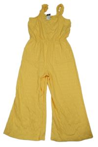 Nové - Žlutý pruhovaný culottes overal Primark