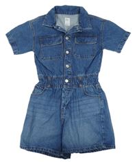Modrý riflový kraťasový košilový overal Denim Co.