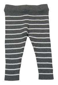 Šedo-bílé pruhované žebrované pletené tepláky St. Bernard