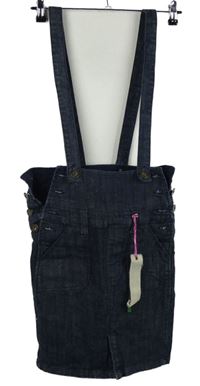 Nové - Dámská tmavomodrá riflová sukně s odepínacími kšandami Denim 