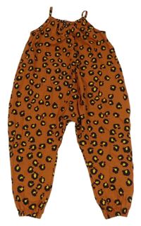 Rezavo-čerý leopardí kalhotový overal Next