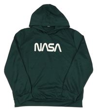 Tmavozelená mikina Nasa s kapucí Shein