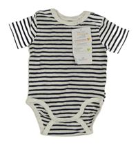 Nové - Bílo-tmavomodré pruhované body Topomini