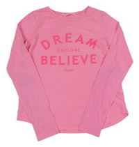 Neonově růžové triko s nápisem H&M