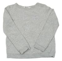 Šedá melírovaná mikina s hvězdami z kamínků H&M
