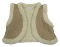 Béžová semišová zateplená crop vesta F&F