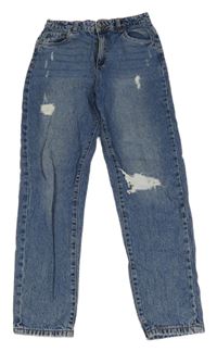 Modré high waist rifle s prošoupáním Page one young