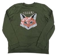 Khaki mikina s liškou z flitrů C&A